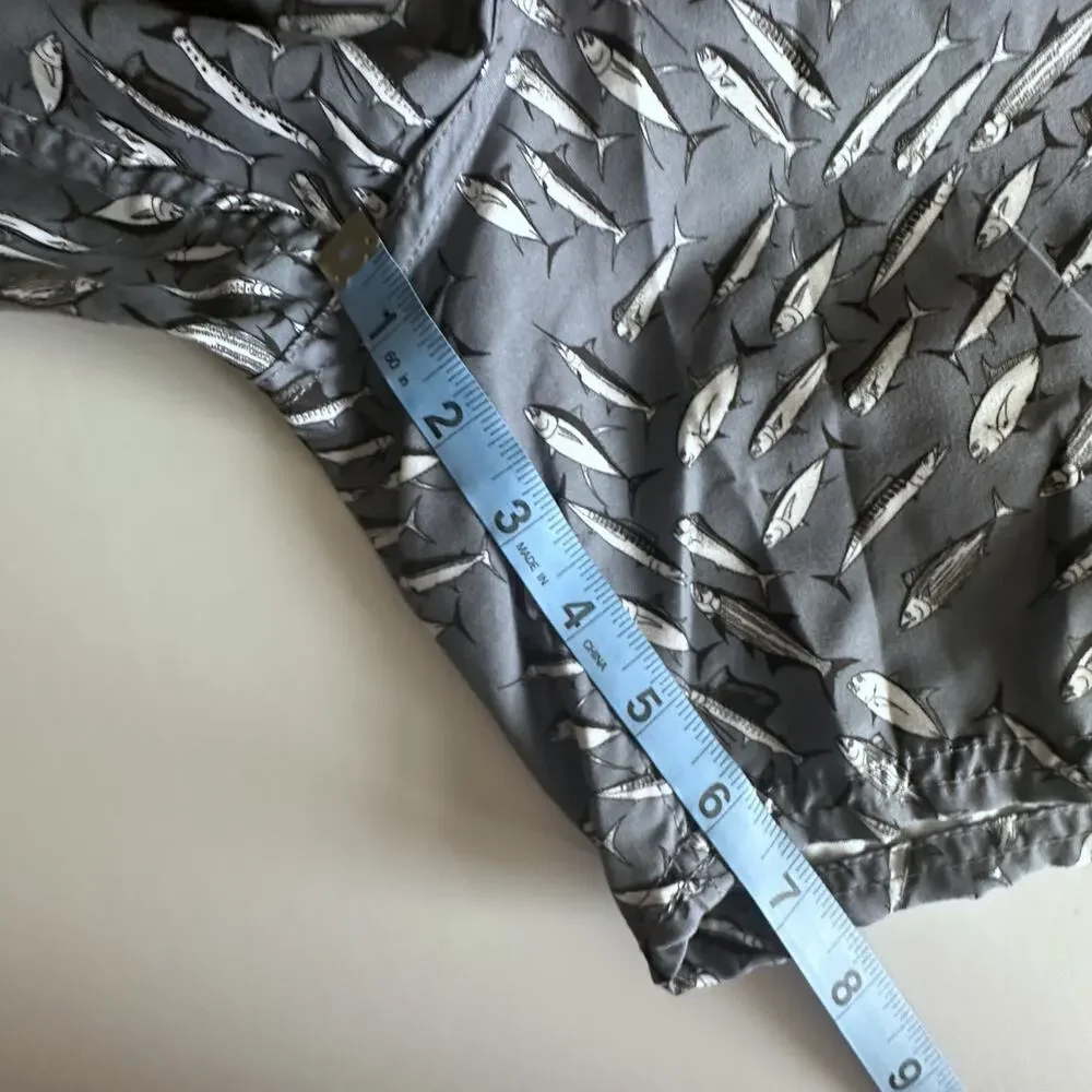 Guy Harvey Swim Trunks Mens XXL Gray Fish Print Beach Swimming Board Shorts